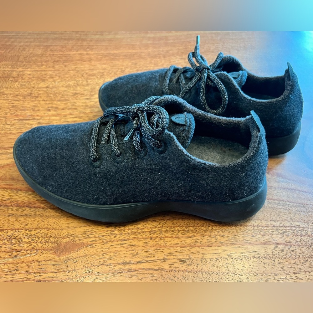 Allbirds Women’s wool runners in charcoal grey.